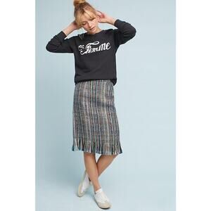 NEW Anthropologie $128 Fringed Tweed Pencil Skirt By Maeve Size 2